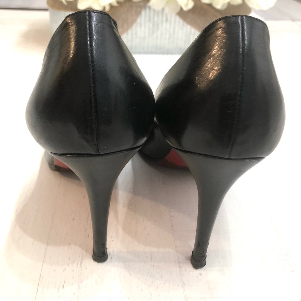Christian Louboutin Black Leather Pointed Heels Sz 39 1/2 - Picture 6 of 15